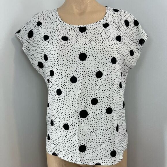 Jacqueline de Yong Women’s Short Sleeve Polka Dot size 34 Listed as Small - Picture 1 of 13